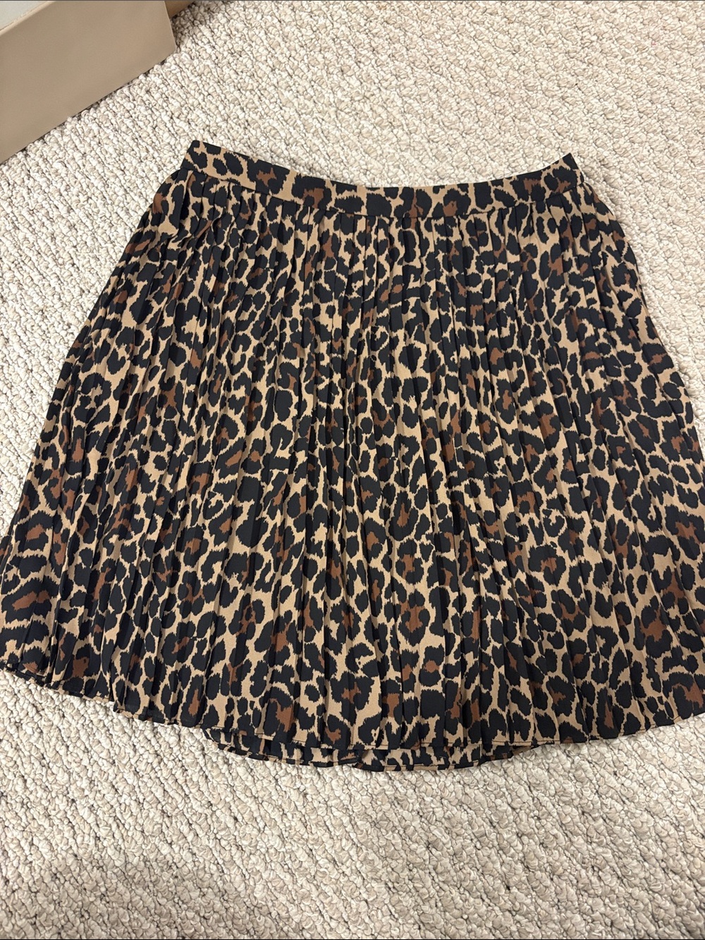 J. Crew Leopard Print Pleated Skirt - Black & Brown & Tan